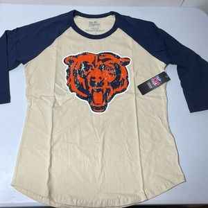 Majestic Threads Chicago Bears Justin Fields #1 Womens Baseball Tee Size L